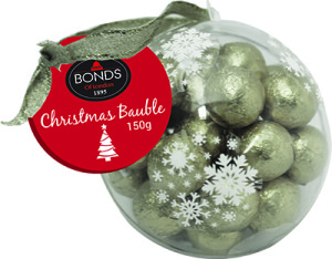 Bond Confectionery Silver chocolate bauble